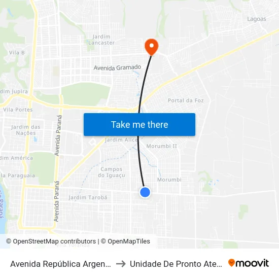 Avenida República Argentina, 4995 to Unidade De Pronto Atendimento map
