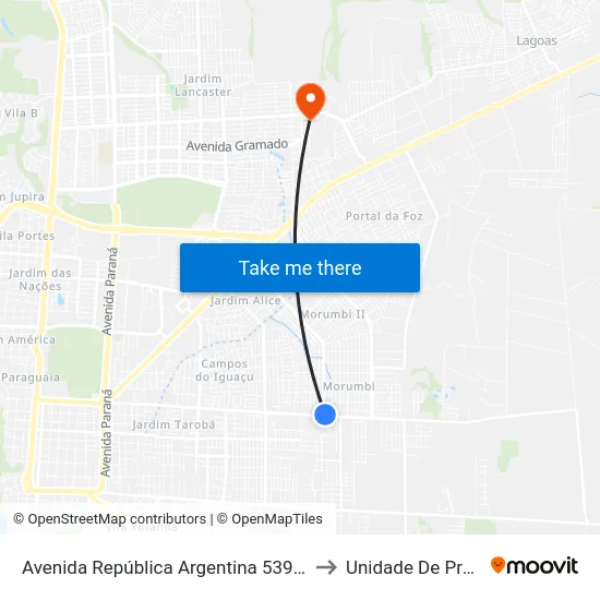 Avenida República Argentina 5395 - Escola Alternativa - Casa Ofício to Unidade De Pronto Atendimento map