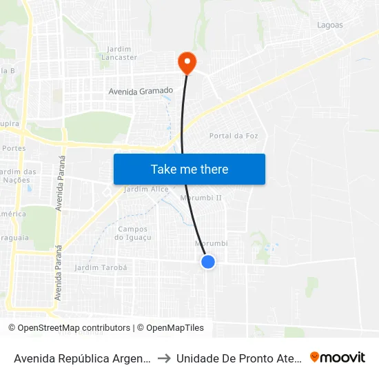 Avenida República Argentina, 5747 to Unidade De Pronto Atendimento map