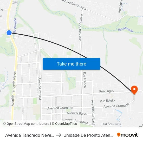 Avenida Tancredo Neves, 3511 to Unidade De Pronto Atendimento map
