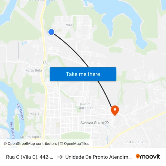 Rua C (Vila C), 442-512 to Unidade De Pronto Atendimento map