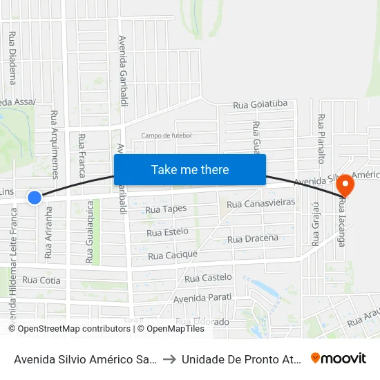 Avenida Silvio Américo Sasdelli, 2133 to Unidade De Pronto Atendimento map