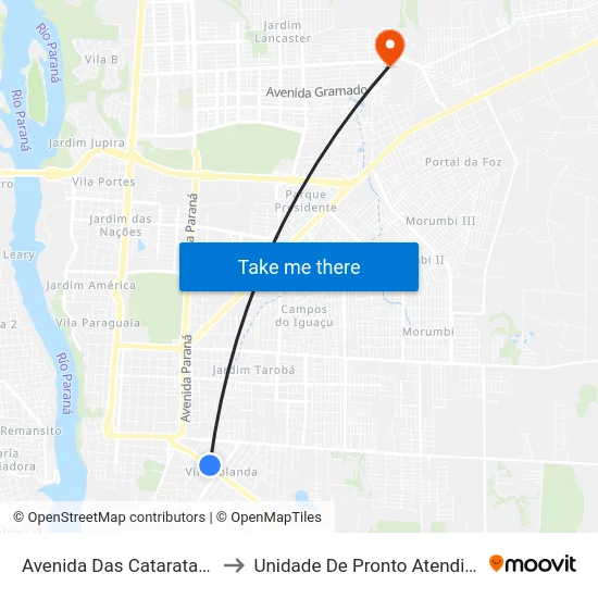 Avenida Das Cataratas, 779 to Unidade De Pronto Atendimento map