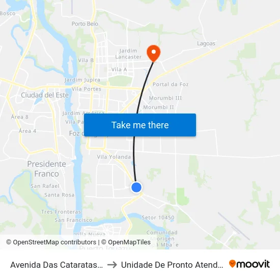 Avenida Das Cataratas, 3601 to Unidade De Pronto Atendimento map
