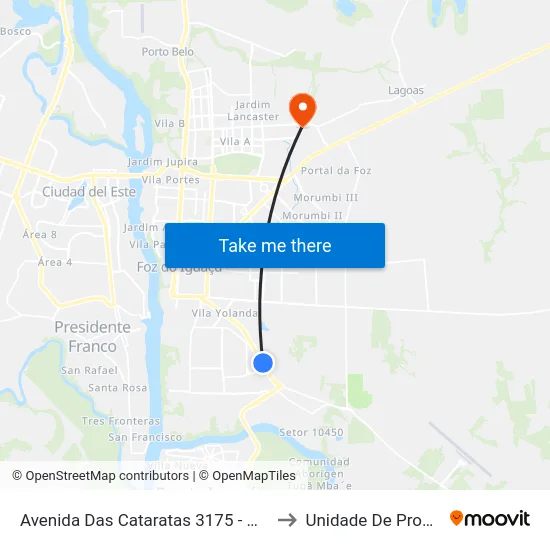 Avenida Das Cataratas 3175 - Mabu Thermas Grand Resort to Unidade De Pronto Atendimento map