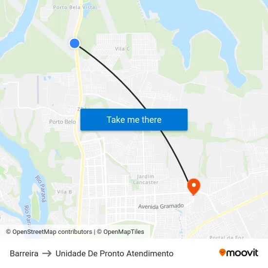 Barreira to Unidade De Pronto Atendimento map