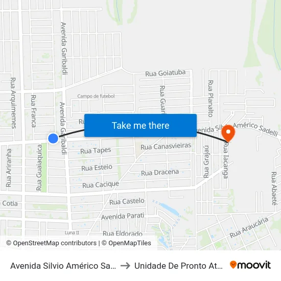 Avenida Silvio Américo Sasdelli, 2573 to Unidade De Pronto Atendimento map