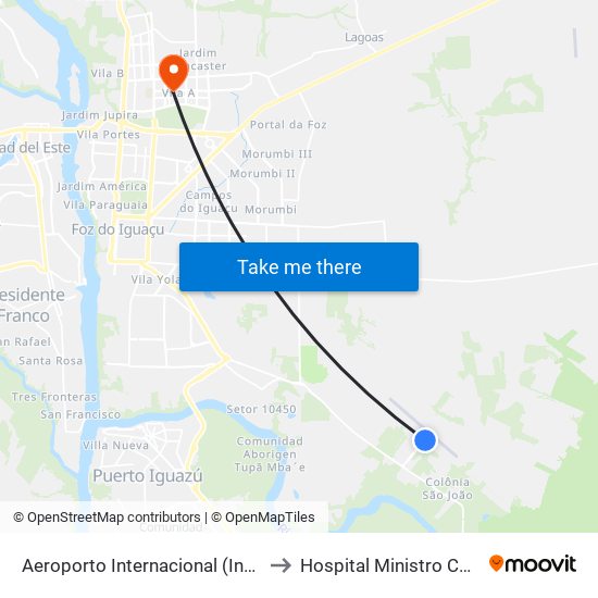 Aeroporto Internacional (International Airport) to Hospital Ministro Costa Cavalcanti map