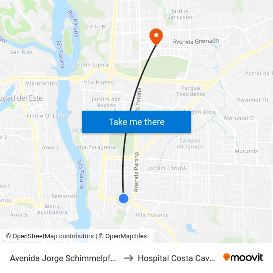 Avenida Jorge Schimmelpfeng 725 to Hospital Costa Cavalcanti map