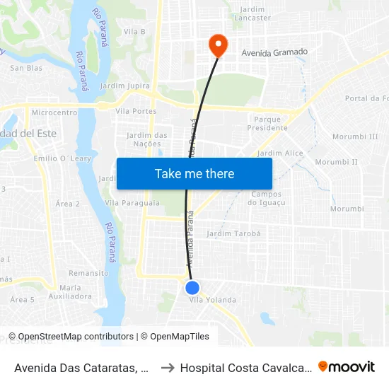 Avenida Das Cataratas, 322 to Hospital Costa Cavalcanti map