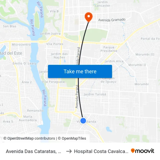 Avenida Das Cataratas, 730 to Hospital Costa Cavalcanti map
