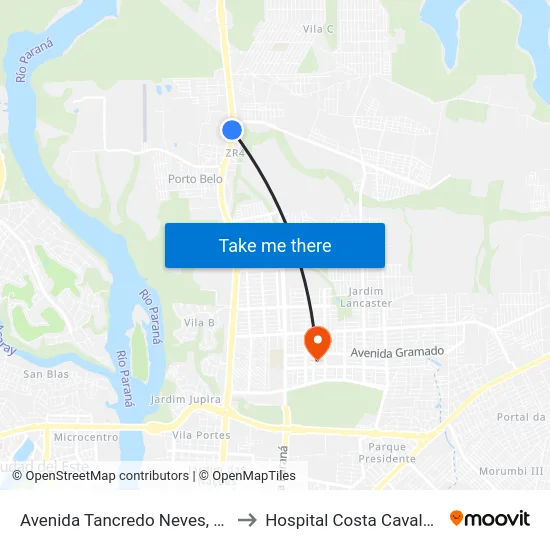 Avenida Tancredo Neves, 5057 to Hospital Costa Cavalcanti map