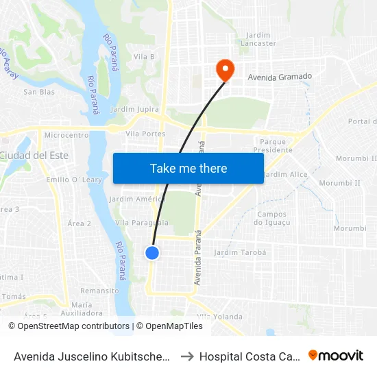 Avenida Juscelino Kubitscheck, 710-720 to Hospital Costa Cavalcanti map