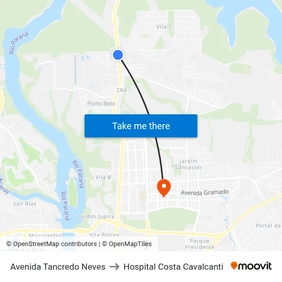 Avenida Tancredo Neves to Hospital Costa Cavalcanti map