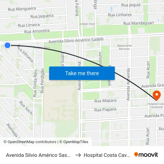 Avenida Silvio Américo Sasdelli, 386 to Hospital Costa Cavalcanti map