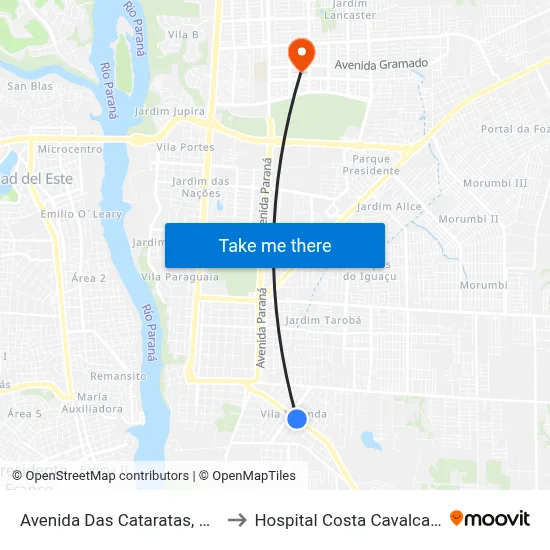 Avenida Das Cataratas, 971 to Hospital Costa Cavalcanti map