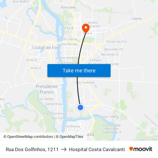 Rua Dos Golfinhos, 1211 to Hospital Costa Cavalcanti map