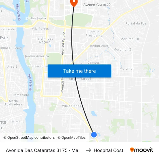 Avenida Das Cataratas 3175 - Mabu Thermas Grand Resort to Hospital Costa Cavalcanti map