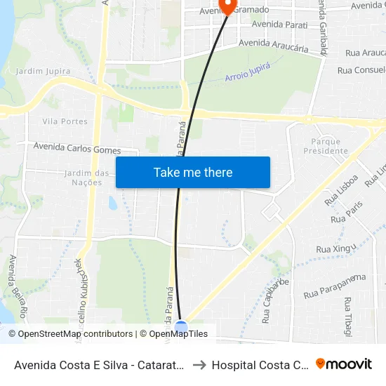 Avenida Costa E Silva - Cataratas Jl Shopping to Hospital Costa Cavalcanti map