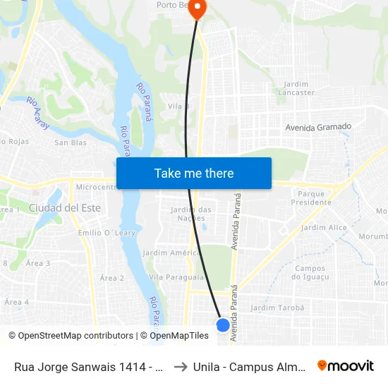 Rua Jorge Sanwais 1414 - Udc to Unila - Campus Almada map
