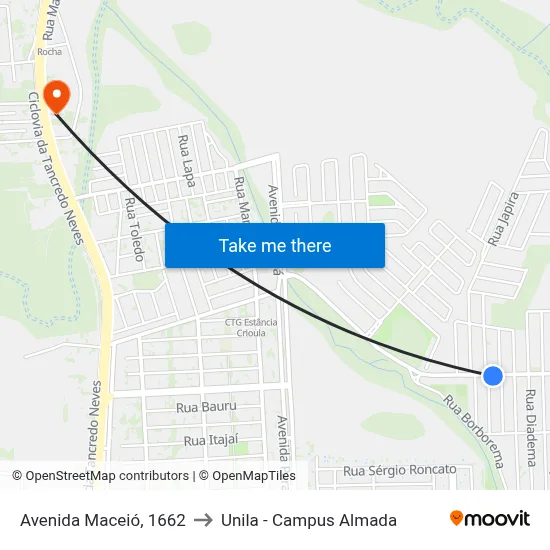 Avenida Maceió, 1662 to Unila - Campus Almada map