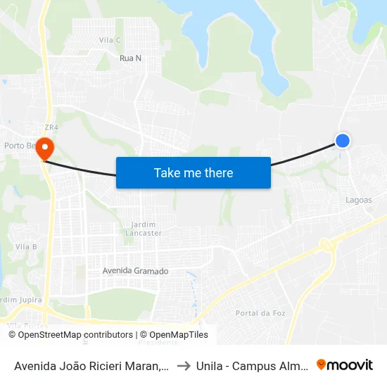 Avenida João Ricieri Maran, 178 to Unila - Campus Almada map
