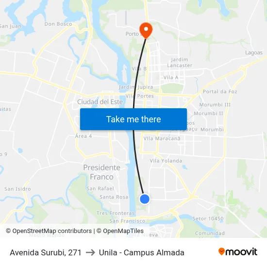 Avenida Surubi, 271 to Unila - Campus Almada map