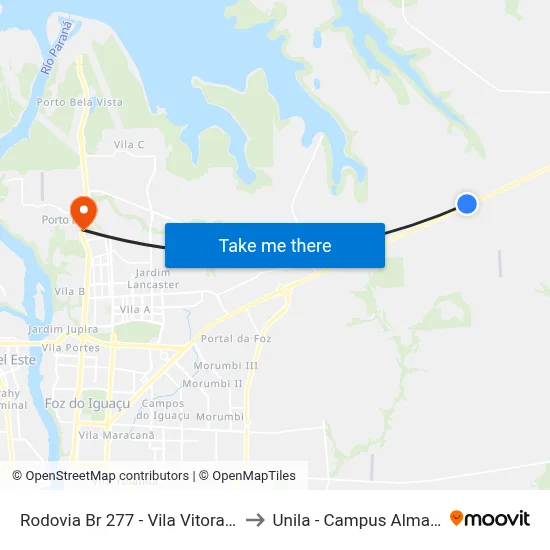 Rodovia Br 277 - Vila Vitorassi to Unila - Campus Almada map