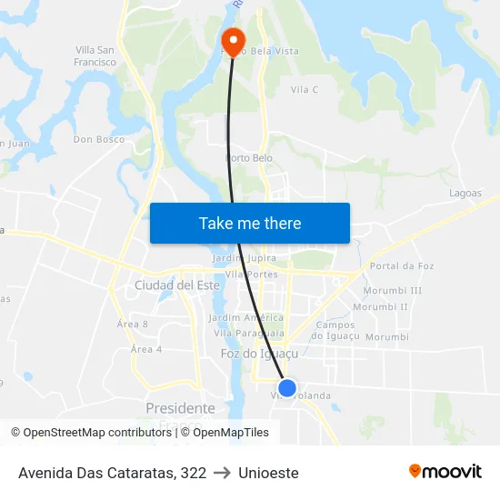 Avenida Das Cataratas, 322 to Unioeste map