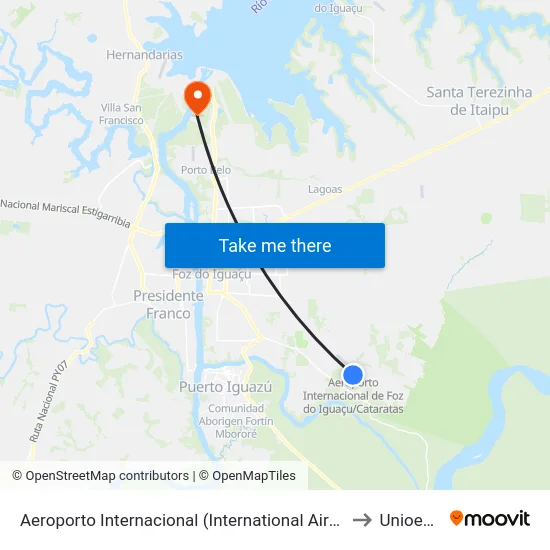 Aeroporto Internacional (International Airport) to Unioeste map