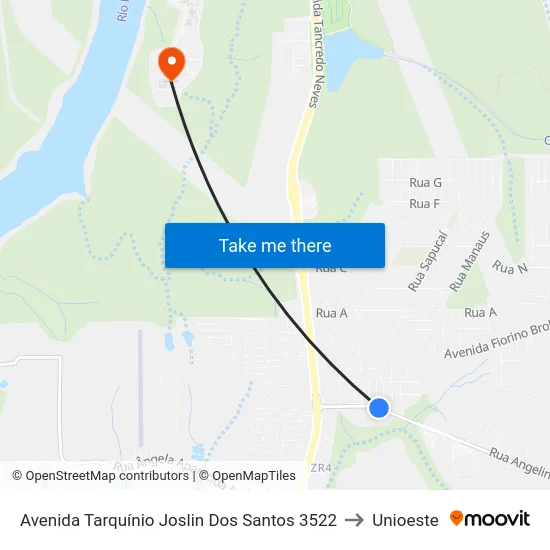 Avenida Tarquínio Joslin Dos Santos 3522 to Unioeste map