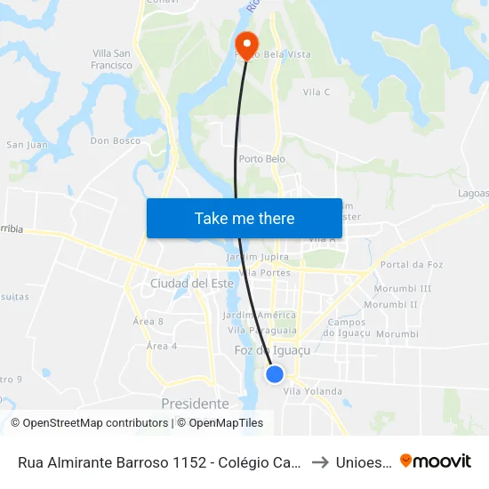 Rua Almirante Barroso 1152 - Colégio Caesp to Unioeste map