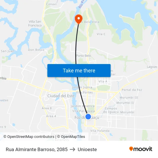 Rua Almirante Barroso, 2085 to Unioeste map