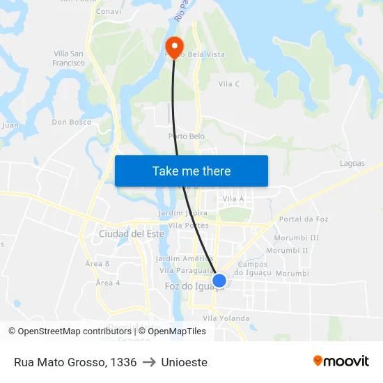 Rua Mato Grosso, 1336 to Unioeste map