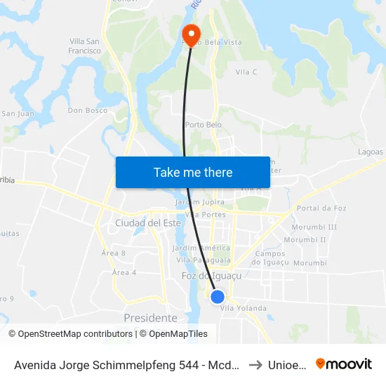 Avenida Jorge Schimmelpfeng 544 - Mcdonald's to Unioeste map