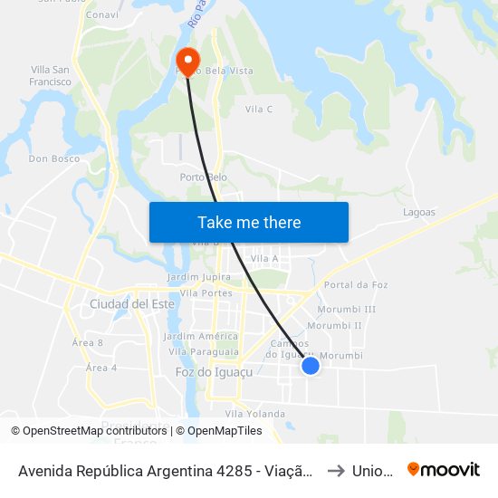 Avenida República Argentina 4285 - Viação Gato Branco to Unioeste map