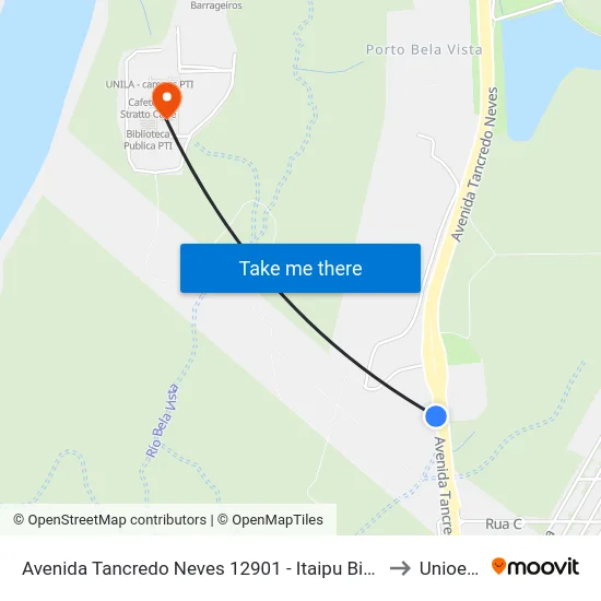 Avenida Tancredo Neves 12901 - Itaipu Binacional to Unioeste map