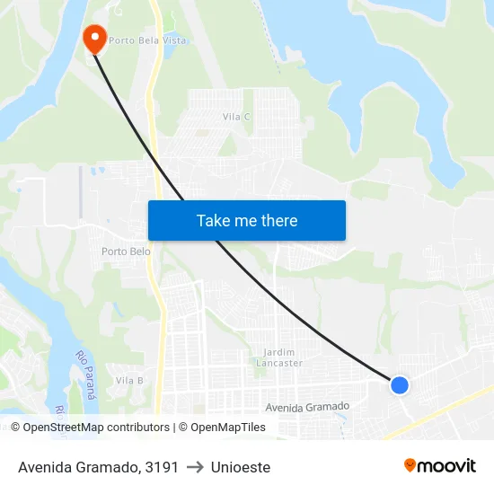 Avenida Gramado, 3191 to Unioeste map