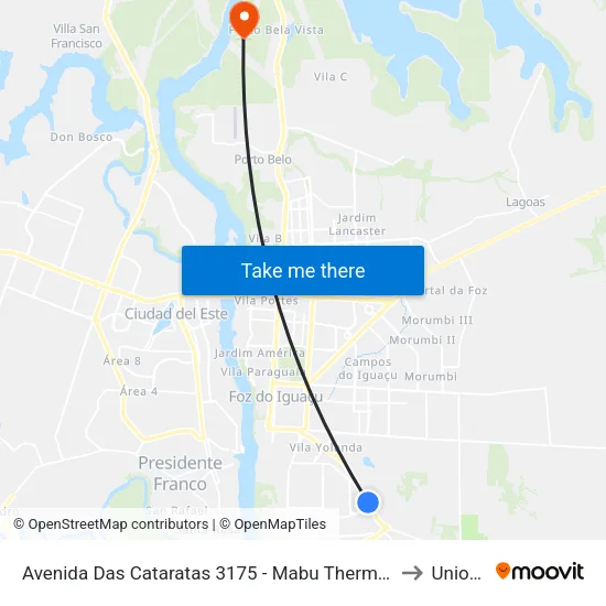 Avenida Das Cataratas 3175 - Mabu Thermas Grand Resort to Unioeste map