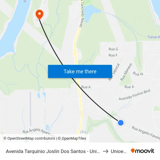 Avenida Tarquínio Joslin Dos Santos  - Unioeste to Unioeste map