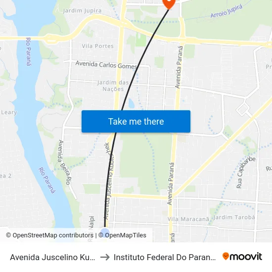 Avenida Juscelino Kubitscheck 19 to Instituto Federal Do Paraná - Campus Foz map