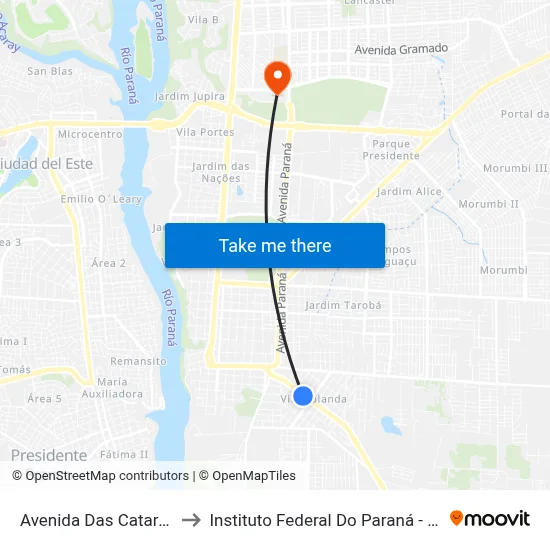 Avenida Das Cataratas, 730 to Instituto Federal Do Paraná - Campus Foz map