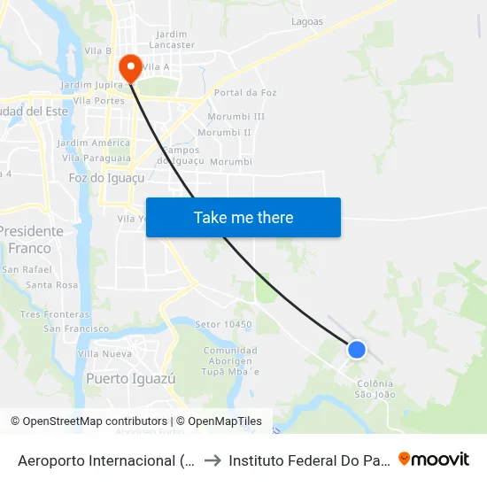 Aeroporto Internacional (International Airport) to Instituto Federal Do Paraná - Campus Foz map
