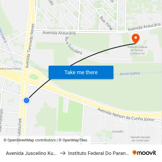 Avenida Juscelino Kubitscheck, 27 to Instituto Federal Do Paraná - Campus Foz map