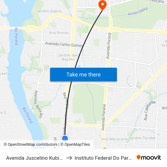 Avenida Juscelino Kubitscheck, 710-720 to Instituto Federal Do Paraná - Campus Foz map