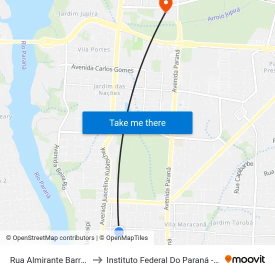Rua Almirante Barroso, 1838 to Instituto Federal Do Paraná - Campus Foz map