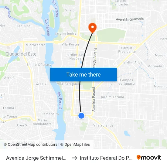 Avenida Jorge Schimmelpfeng 544 - Mcdonald's to Instituto Federal Do Paraná - Campus Foz map