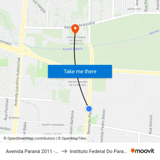 Avenida Paraná 2011 - Polícia Federal to Instituto Federal Do Paraná - Campus Foz map