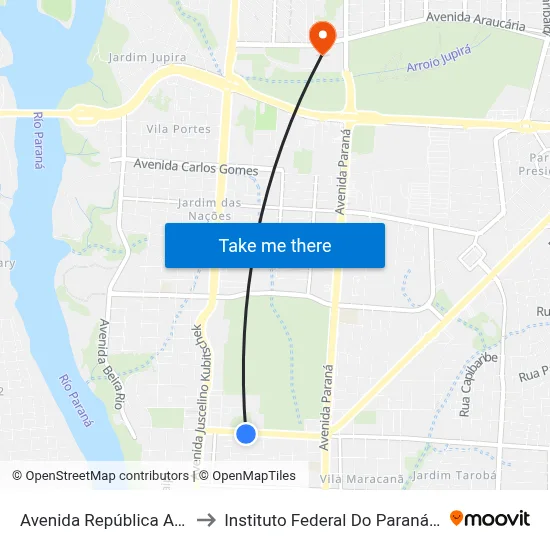 Avenida República Argentina, 20 to Instituto Federal Do Paraná - Campus Foz map