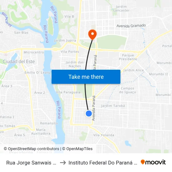 Rua Jorge Sanwais 1414 - Udc to Instituto Federal Do Paraná - Campus Foz map